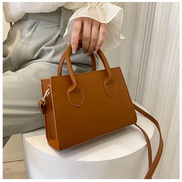 Minimalist Black Small Square Bag All-Match Top Handle Purse Classic Shoulder Bag for Work Women Handbags Crossbody Bags Purse