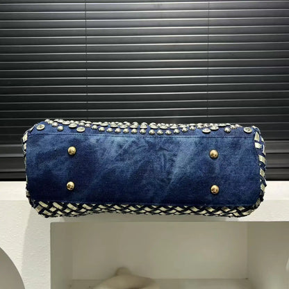 New Fashion Women's Bag Large Capacity Elegant Diamond Shoulder Bag High Quality Denim Crossbody Bag Designer Luxury Handbags