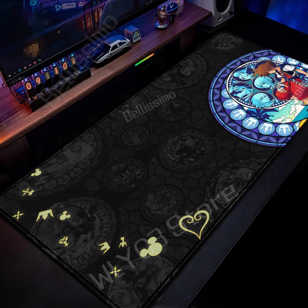 Extended Mouse Pad Anime Black Desk Mat PC K-kingdom H-hearts Keyboard Pad Laptop Gaming Accessories Table Play Mat XXL Mousepad