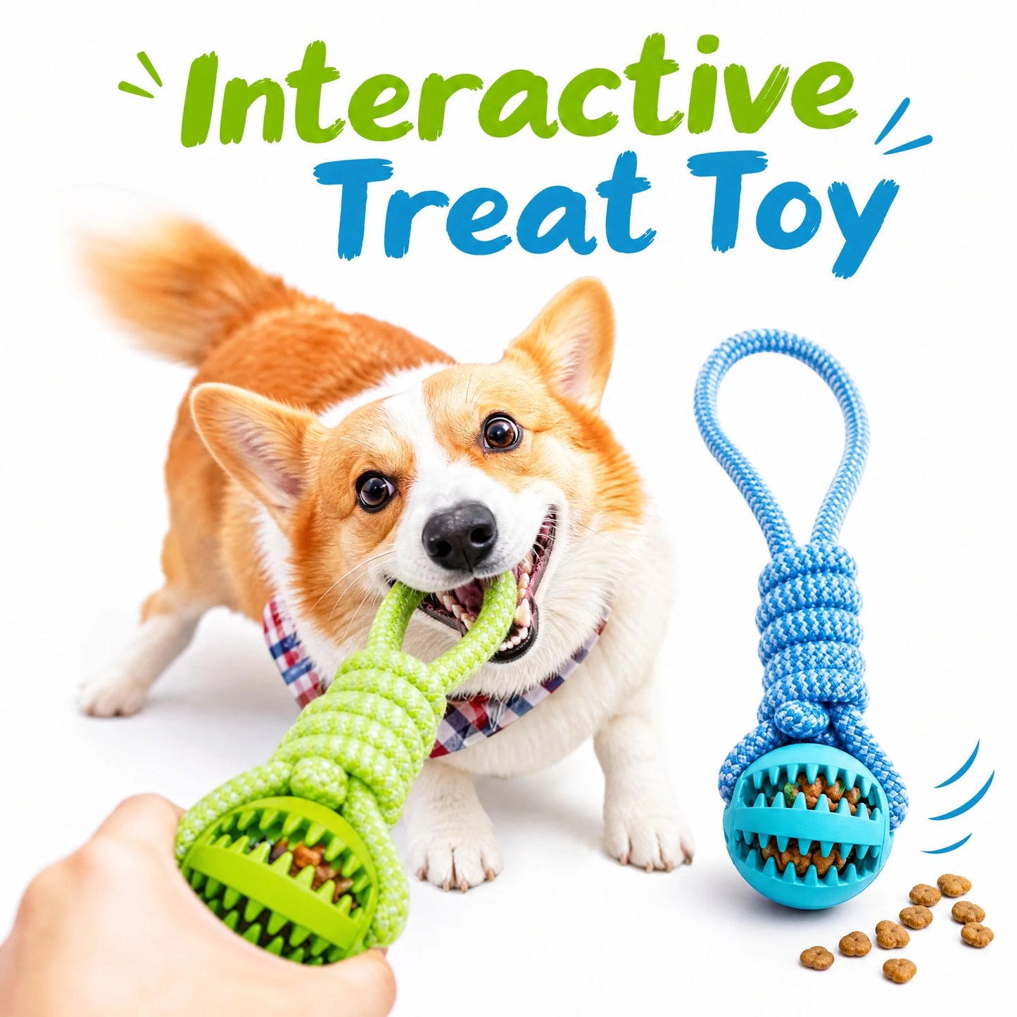 Interactive Dog Toys Treat Dispensing Ball Cotton Rope Tug Chew Toy for Small Medium Large Dogs Teeth Cleaning Bite Resistant Pet Supply