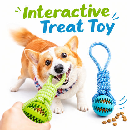 Interactive Dog Toys Treat Dispensing Ball Cotton Rope Tug Chew Toy for Small Medium Large Dogs Teeth Cleaning Bite Resistant Pet Supply