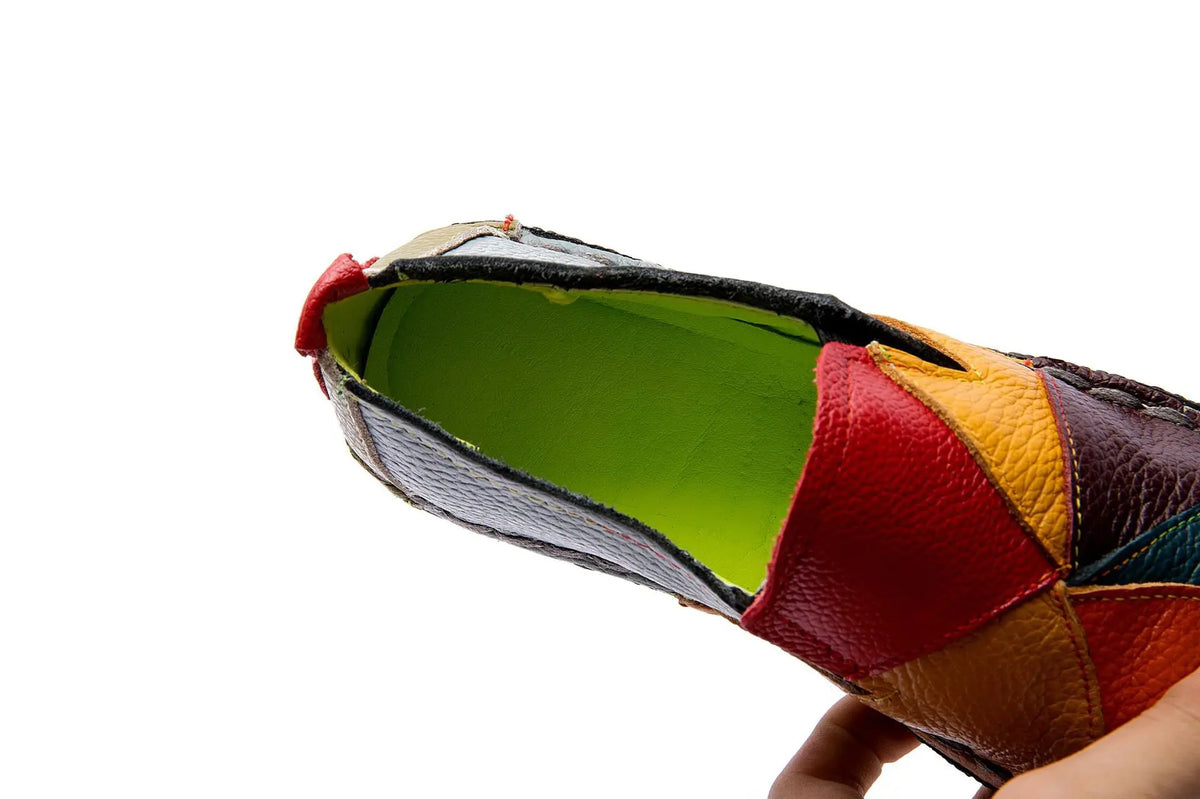 WOIZGIC Women's Ladies Female Woman Mother Shoes Flats Genuine Leather Loafers Moccasins Mixed Colorful Non Slip On Plus Size 42