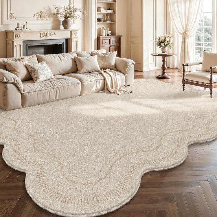 Cream Style Rugs for Bedroom Large Area Living Room Decoration Plush Carpet Irregular Thick Lounge Floor Mat Fluffy Soft Rug