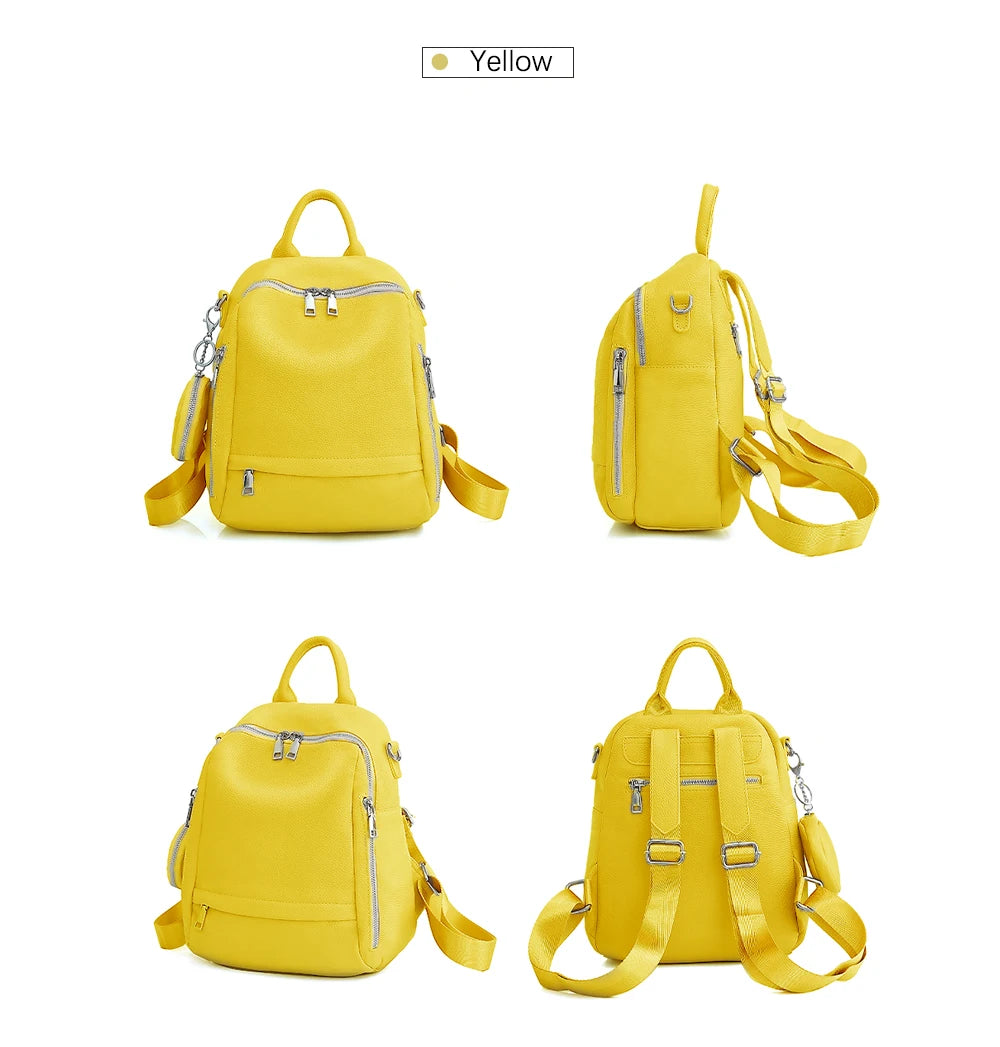 Zency Women's Genuine Leather Backpack High-Quality School Bag Travel Female Shopper Shoulder Satchel Rucksack Commuter