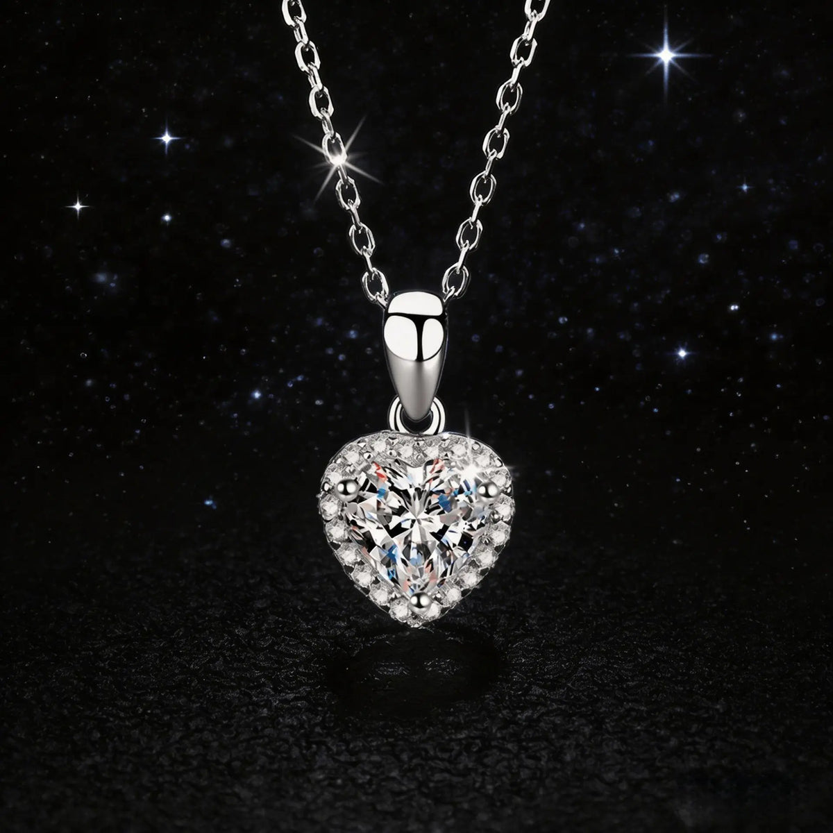 Light Luxury Heart Irregular Full Pave Choker Necklace PT950 Platinum for Women, 1 Carat Moissanite Gentle Unique Trendy Jewelry