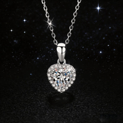 Light Luxury Heart Irregular Full Pave Choker Necklace PT950 Platinum for Women, 1 Carat Moissanite Gentle Unique Trendy Jewelry