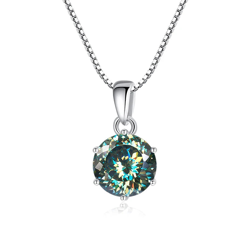 Butterflykiss 1CT 100 Faced Cut Moissanite Solitaire Drop Necklaces Gold Plated Pendant Real S925 Silver Chain Jewelry For Women