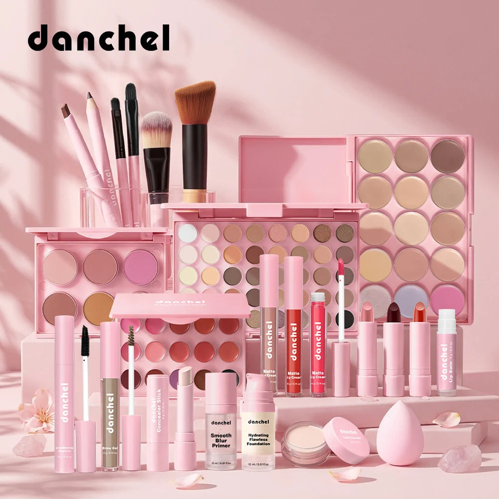 All In One Makeup Set for Full Face Base Concealer Contour Highlight Blush Palette Eyebrow Pencil Eye Shadow Lip Makeup Kit