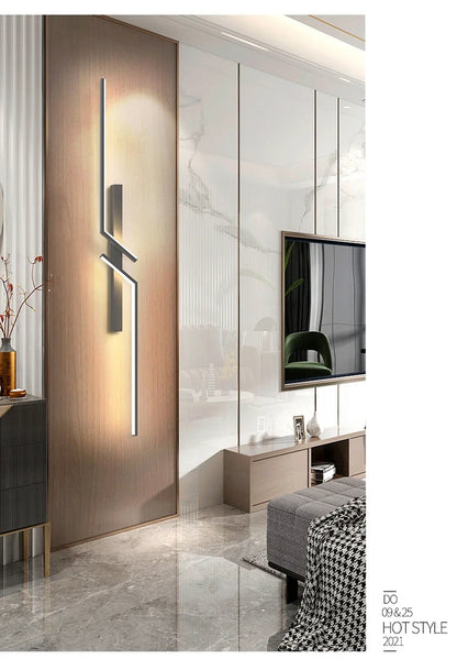 LED Wall Lamp Modern Minimalist Strip Wall Decor Lights Lighting For Bedroom Bedside Living Room TV Sofa Lobby Background Decor