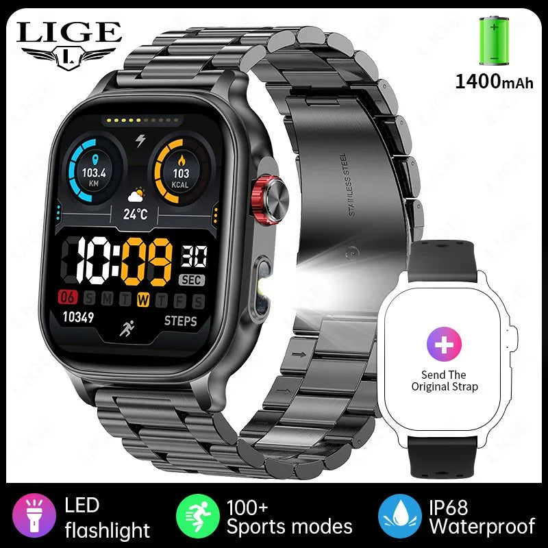 2026 New Sport Smart Watch 1400mAh Battery Fitness Tracker IP68 Waterproof Heart Rate Bluetooth Call Health Smartwatch Men Women