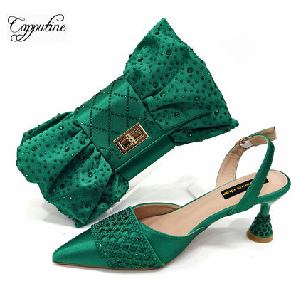 Fuchsia Women Shoes And Bag Set African Ladies Pumps Match With Handbag Sandals Clutch Fashion Escarpins Femmes Sandales CR838