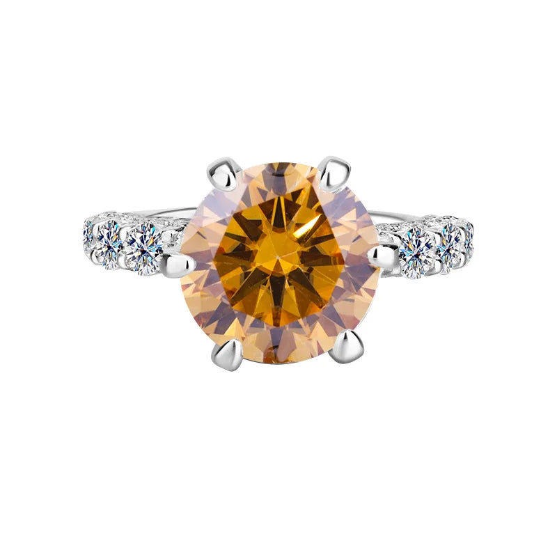 Women's Fashion High-End PT950 Platinum Ring, Luxury Inlaid 2CT Moissanite, White Moonlight Light Luxury Style