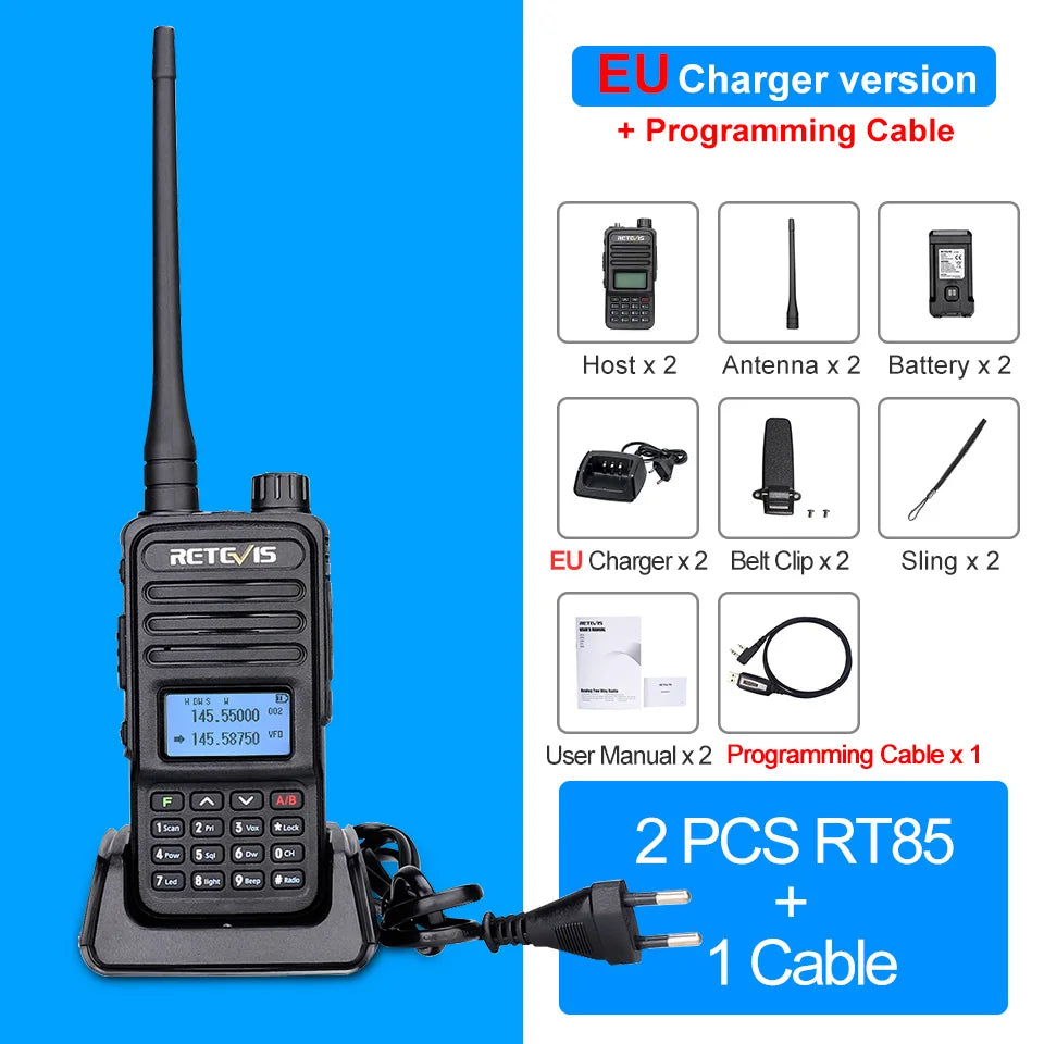 Retevis RT85 Walkie Talkie Long Range Ham Two-way Radio Station Walkie-talkies VHF UHF Dual Band Amateur Portable Radio Hiking