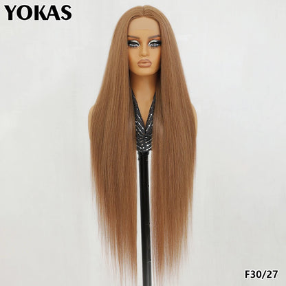 40 Inch Synthetic Lace Front Wigs For African Women T Part Lace High Temperature Fiber Straight Lace Wigs For Afro Female