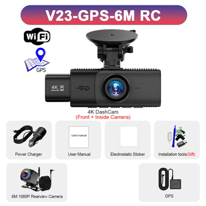 WIFI Dash Cam 3 Camera 4K UHD Car DVR 2/3Lens Camera Video Recorder Black Box GPS Dash Cam Auto Loop Recording Car Accessories
