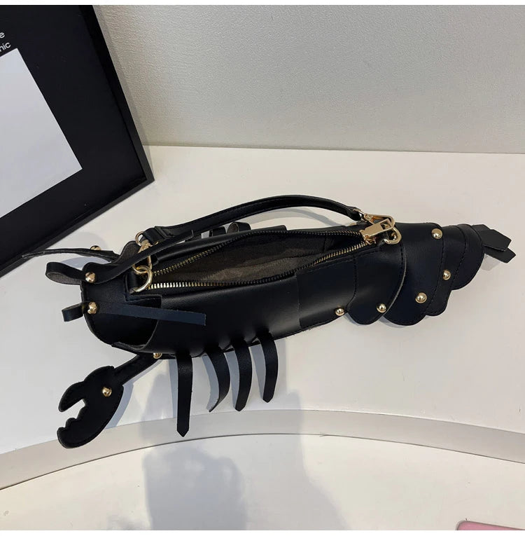 PU Zipper Commuting Crossbody Bags Lobster Shape Niche 2025 High Quality Ladies Bags Solid Color Rivet Fashion Shoulder Bags