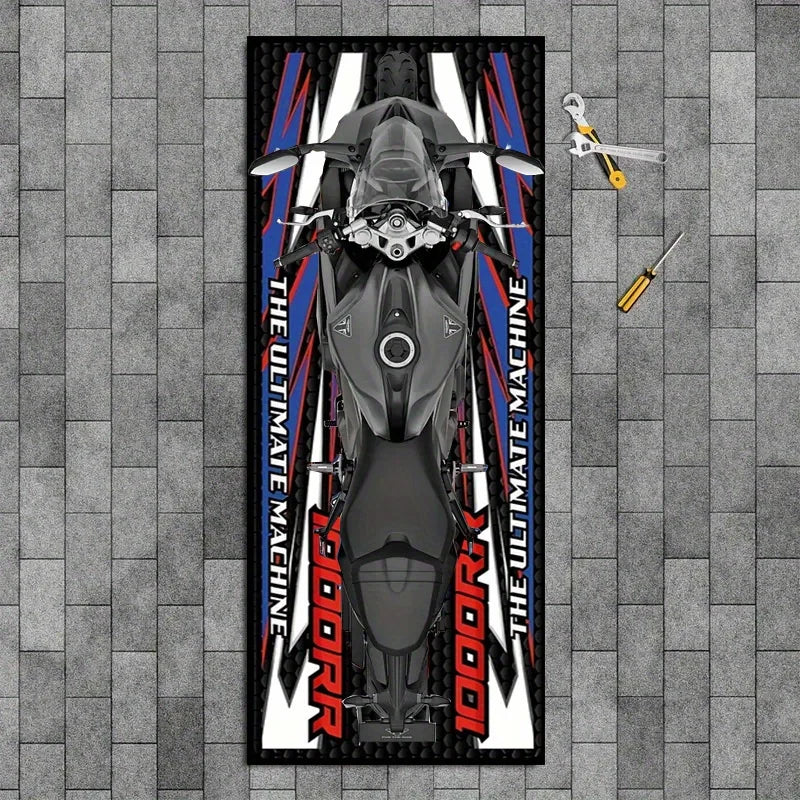 VIKAMA Motorcycle Display Mat Non-Slip Garage Parking Mat Corridor Bedroom Carpet Motorcycle Enthusiast Home Decor