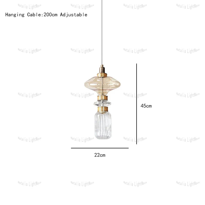 Creative Design Trendy Modern Glass Lamp Modern Home Decor Living Room Pendant Lights LED Foyer Hanging Lamp Long Table Lustre