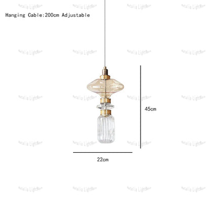 Creative Design Trendy Modern Glass Lamp Modern Home Decor Living Room Pendant Lights LED Foyer Hanging Lamp Long Table Lustre