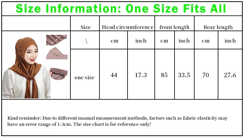 2026 Fashion Versatile Beaded Hijab for Women,Mid-Length Convenient Pull-over Hat Scarf,Malay Shawl Pure Color Women's Headscarf