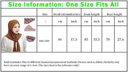 2026 Fashion Versatile Beaded Hijab for Women,Mid-Length Convenient Pull-over Hat Scarf,Malay Shawl Pure Color Women's Headscarf
