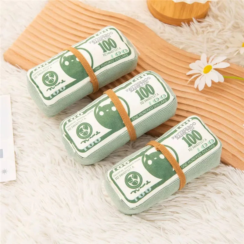 Plush Chew Toy for Dogs Money Shape Bite Resistant Squeaky Toy For Puppy Durable Chew-Resistant Interactive Dog Toy