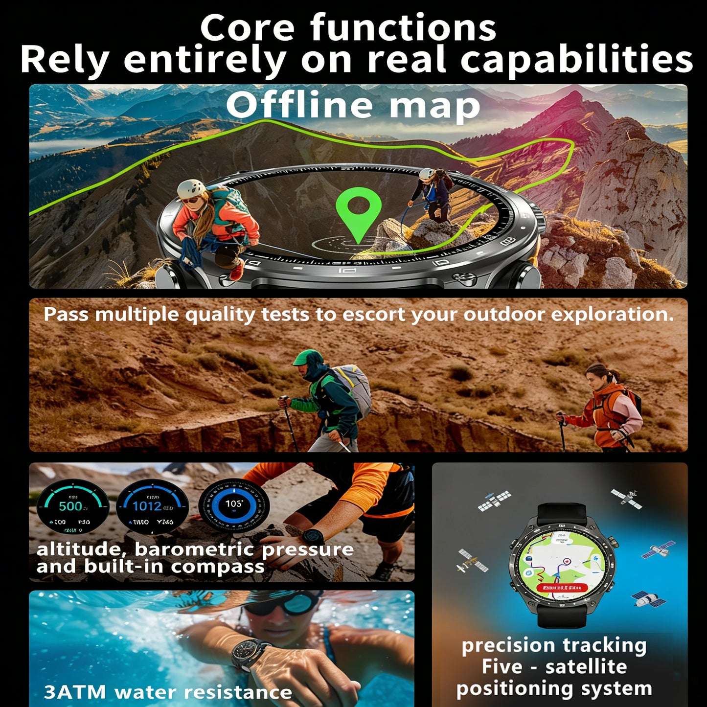 2026 HD300 Pro GPS Smart Watch for Outdoor Sports Offline Map 5.4Bluetooth Call Waterproof Health Travel Diving Smartwatch