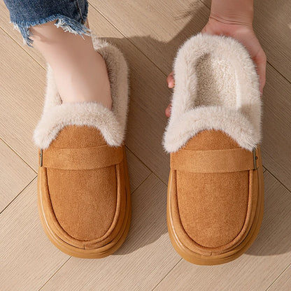 Casual Women's Home Slippers Winter Plush Luxury Designer Woman Shoes Indoor Fluffy Platform Fuzzy Fur Slides Elegant Flats Warm
