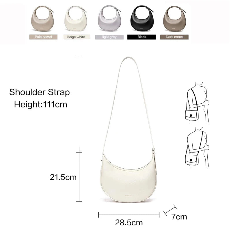 FOXER Brand PU Leather Women's Shoulder Bag 2026 Fashion Lady Crescent Luxury Design Half-moon Handbag Crossbody Bag Girl Gift