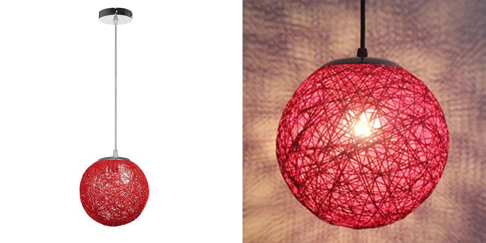 Nordic Hand-woven Rattan Pendant Lights Ceiling Chandelier Modern Hanging Lamps Restaurant Living Room Kitchen Lighting Fixtures