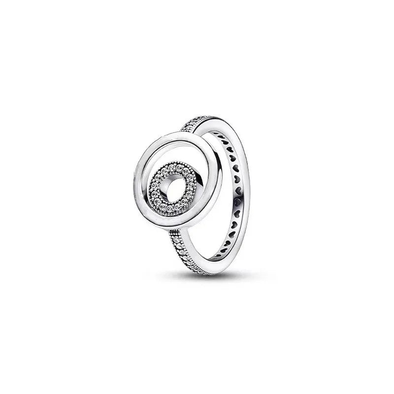European New 925 Silver Heart-Shaped,Floral,Square Ring Suitable for Exquisite High-Quality Jewelry for Women at Wedding Parties