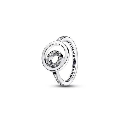 European New 925 Silver Heart-Shaped,Floral,Square Ring Suitable for Exquisite High-Quality Jewelry for Women at Wedding Parties