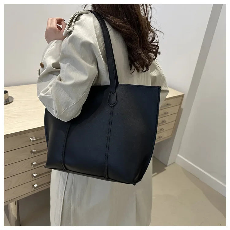 Retro Faux Leather Shoulder Bag, Large Capacity Office Commuter Handbag,Top Handle Purse Durable Work Laptop Tote Bags for Women