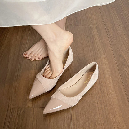 Women French Pointed Toe Flat Shoes Summer Fairy Style Patchwork Casual Shoes Elegant Shallow Footwear Matching Dresses Daily