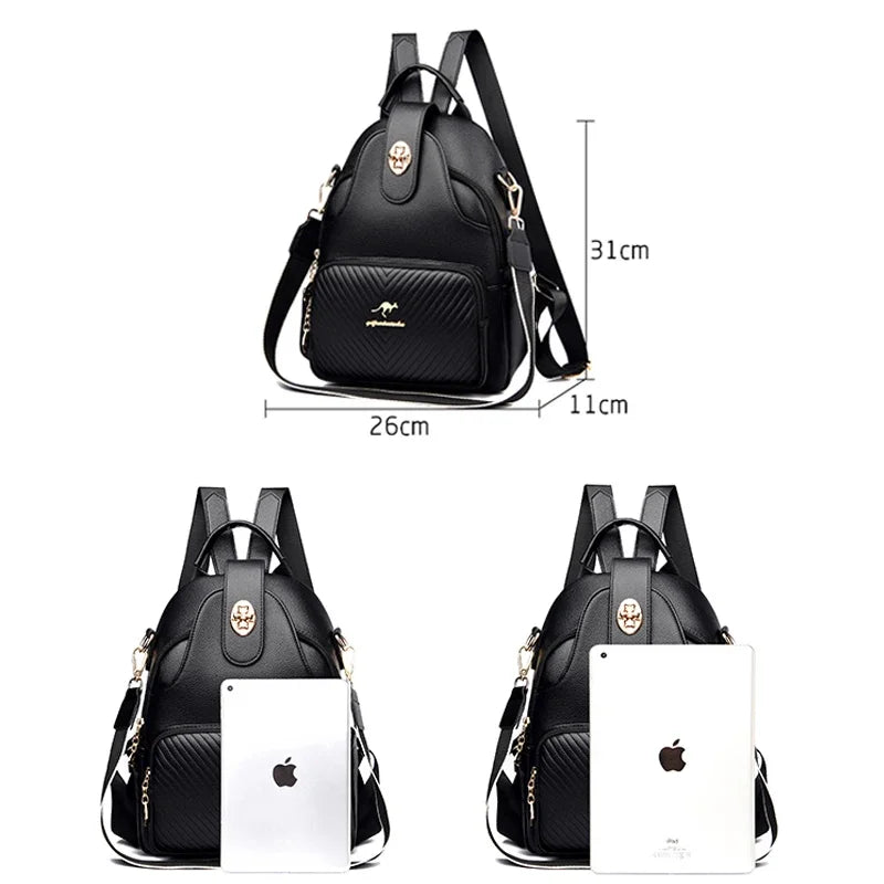 2024 New Fashionable Women's Backpack High Quality Soft Leather Women Shoulder Bag Famous Luxury Brand Female Handbag Sac A Main
