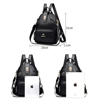 2024 New Fashionable Women's Backpack High Quality Soft Leather Women Shoulder Bag Famous Luxury Brand Female Handbag Sac A Main