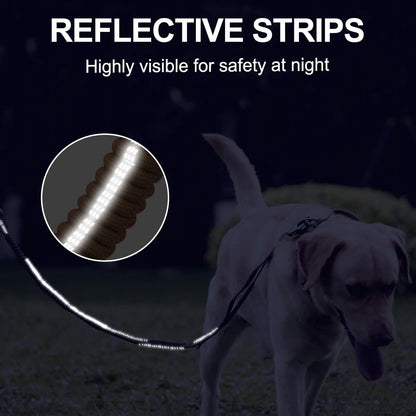 Reflective Shock Absorbing Dog Leashes with Car Seatbelt for Large Dogs Heavy Duty Tactical Bungee Dog Leash No Pull Dog Leash