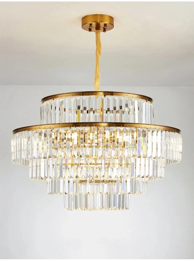 Modern Luxury Crystal Chandelier Gold Ceiling Pendant Lights for Living Room Chandeliers Villa Kitchen Decoration Round Lamp