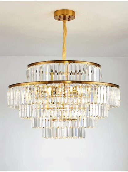 Modern Luxury Crystal Chandelier Gold Ceiling Pendant Lights for Living Room Chandeliers Villa Kitchen Decoration Round Lamp
