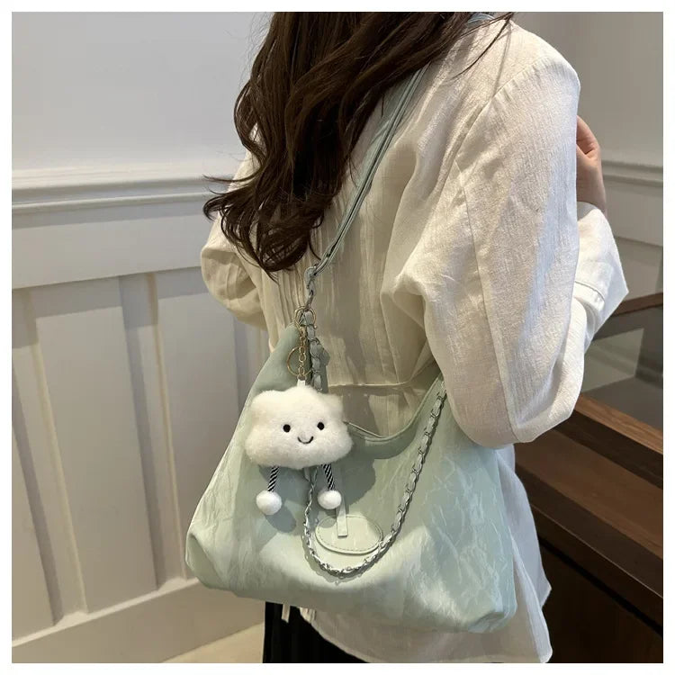 New Summer Chain Commuting Bag, Casual Student Soft Face Large Capacity Bag for Women, Fashion Single Shoulder Crossbody Bags