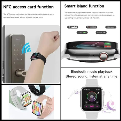GPS Smart Watch Men For Apple Watch 10 Series Always On Display Body Temperature BT Call NFC Women DT Smartwatch For IOS Android