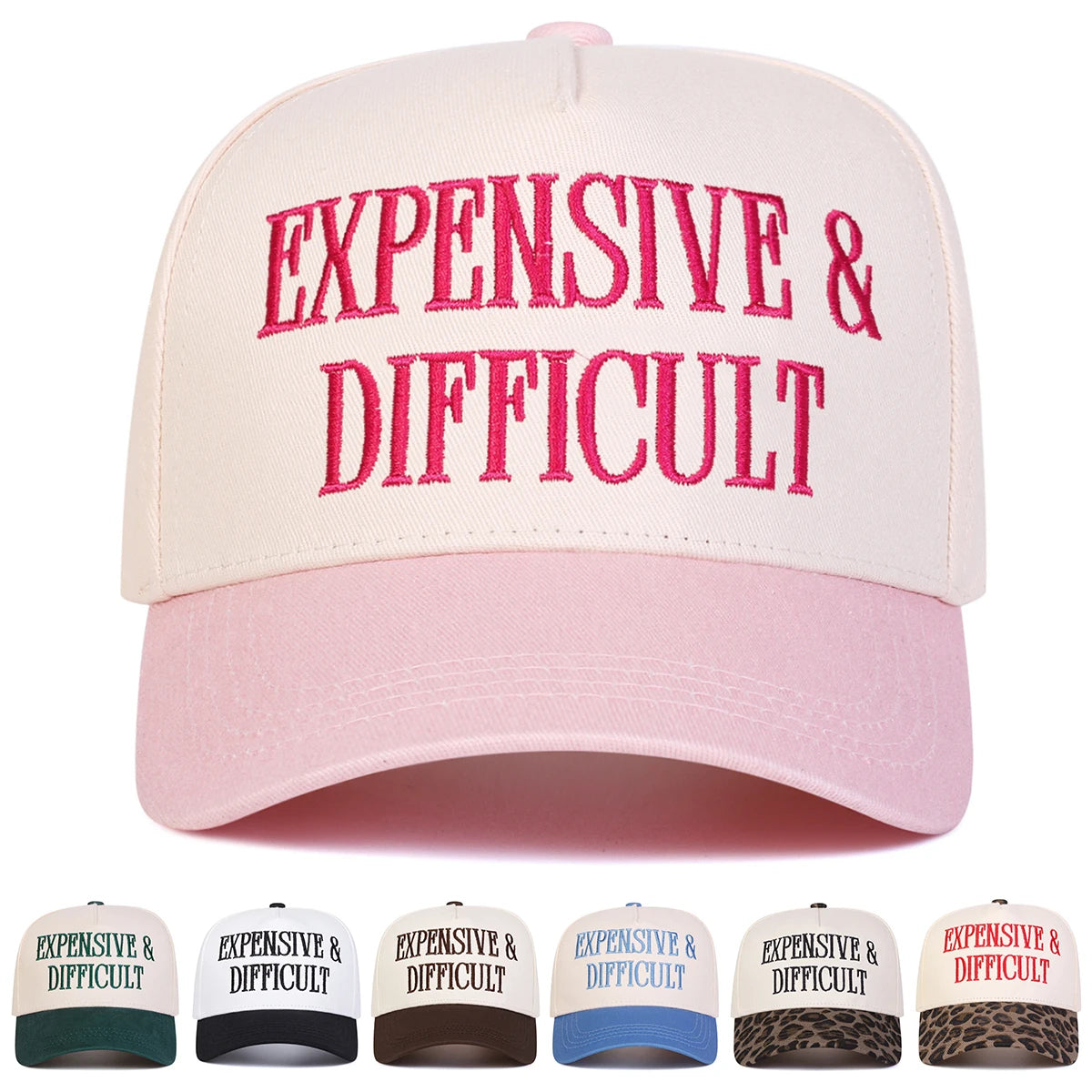 Unisex EXPENSIVE DIFFICULT Letter Embroidery Baseball Caps Spring Autumn Outdoor Adjustable Casual Hats Sunscreen Hat Sports Cap