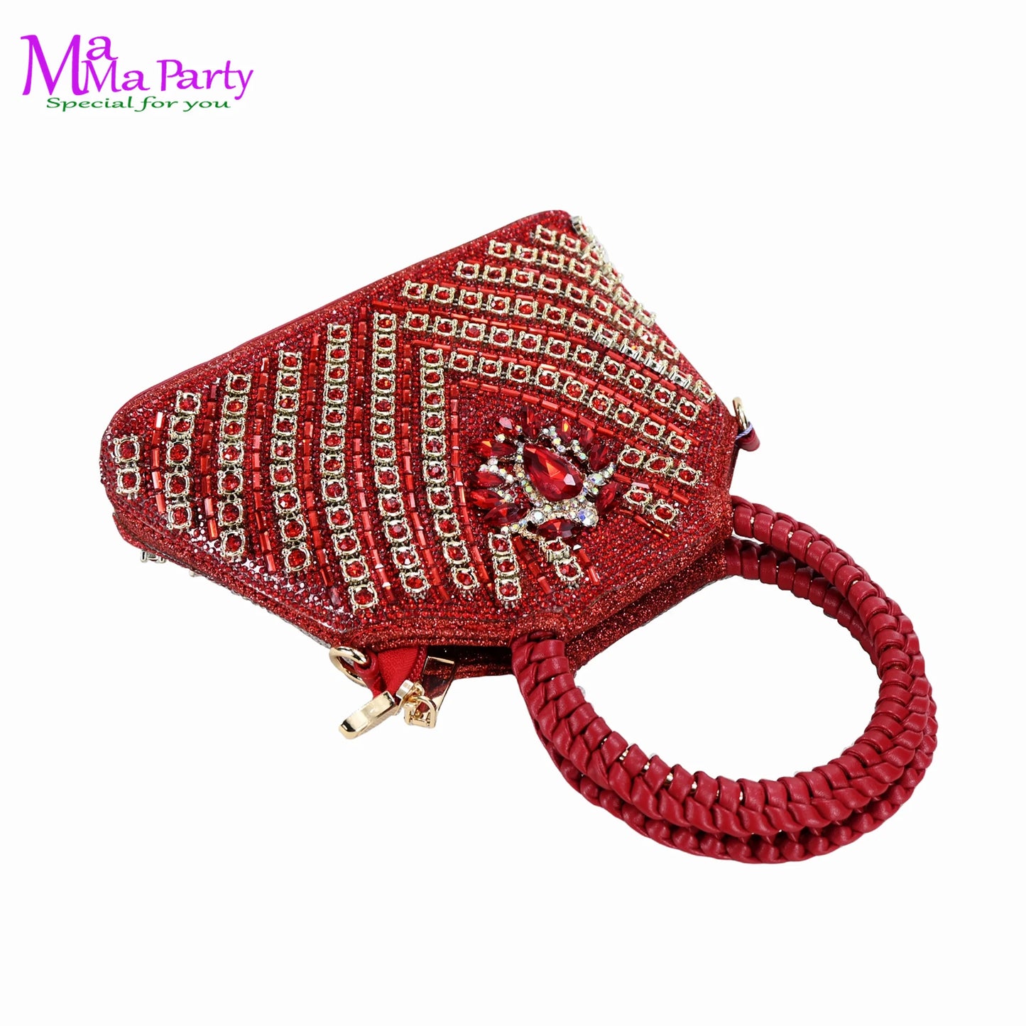 Gold Color New Arrivals Italian Design Nigerian Women Shoes and Bag Set Pointed Toe Slipper with Shinning Crystal for Party