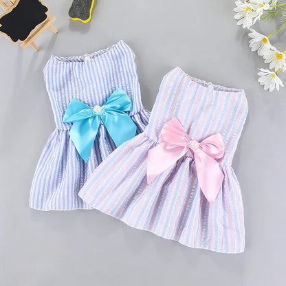2pcs Pink & Yellow Bow-Knot Skirt For Pets In Spring/Summer For Small And Medium Sized Cats And Dogs Valentine's Day For Holiday