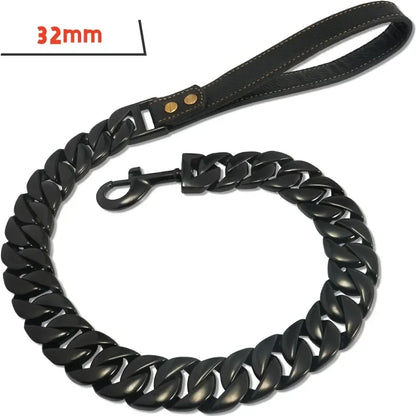 Traction Solid Super Strong Gold Collar Stainles Steel Dog Leash Pet Lead Chain 32mm 19mm Bulldog Pitbull Large Dog Collar Leash