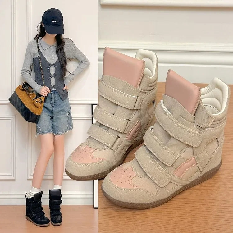2026 Summer New Invisible Height-Boosting Color-Block Retro Versatile Sporty Casual High-Top Shoes for Women