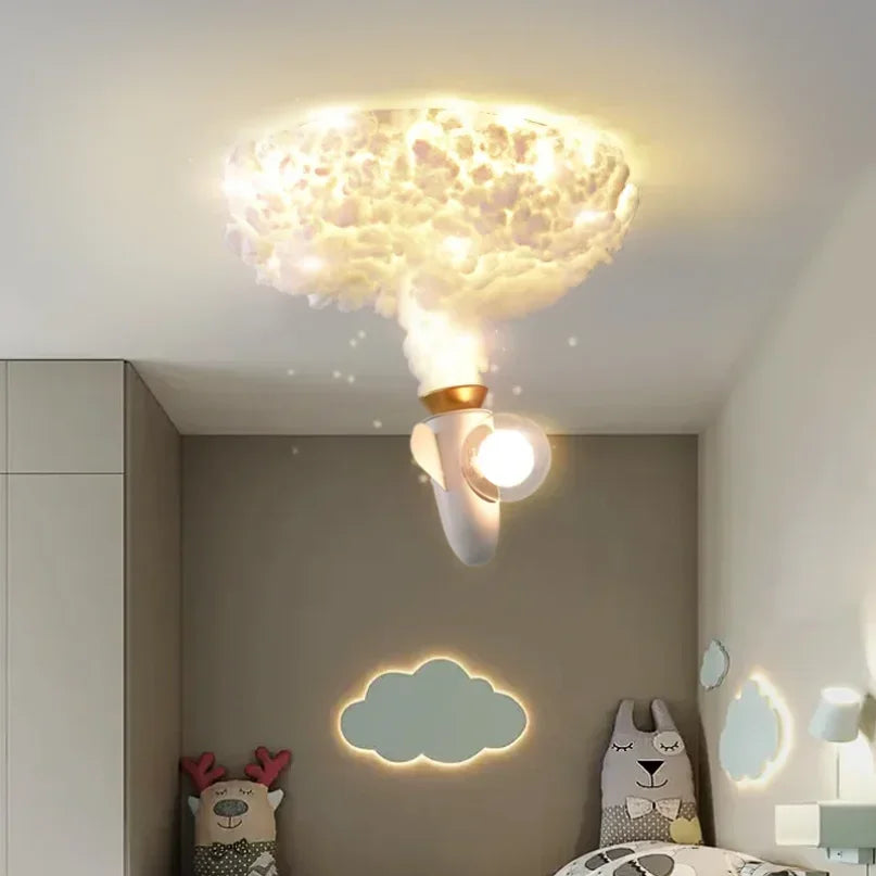 2025 Rocket Astronaut Ceiling Light For Bedroom Study Kids Nursery Modern Creative Led Cloud Led Lights Boys Children Room Light
