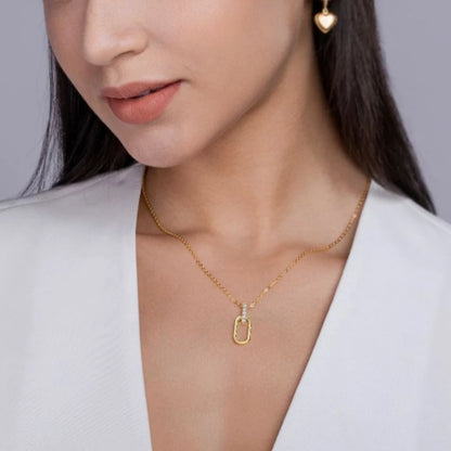 Sweetrain 2mm Moissanite Pandent Necklace Adjustable 925 Sterling Silver Paperclip Clavicle Chain for Women Daily Jewelry