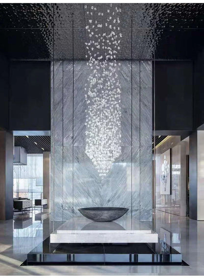 Crystal Stone Hanging Lamp Large Luxury Led Chandelier Staircase Living Room Light Fixture Long Hallway Lobby Indoor Home Lustre
