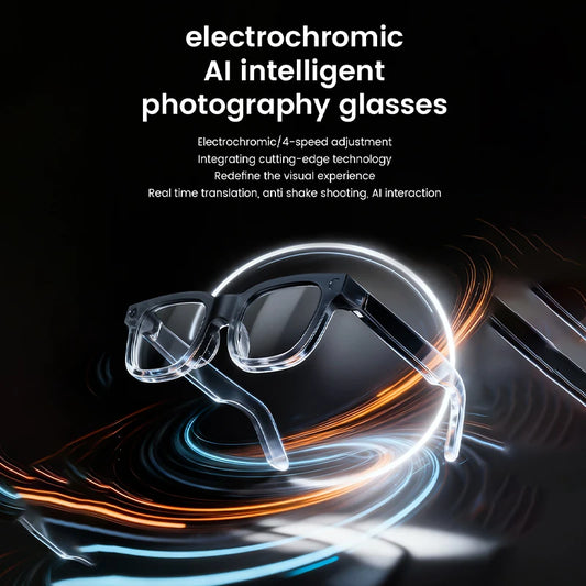New Smart Glasses E02C Electrochromic Lenses 800W HD Camera AI Interaction Voice Assistant Simultaneous Translation Smartglasses